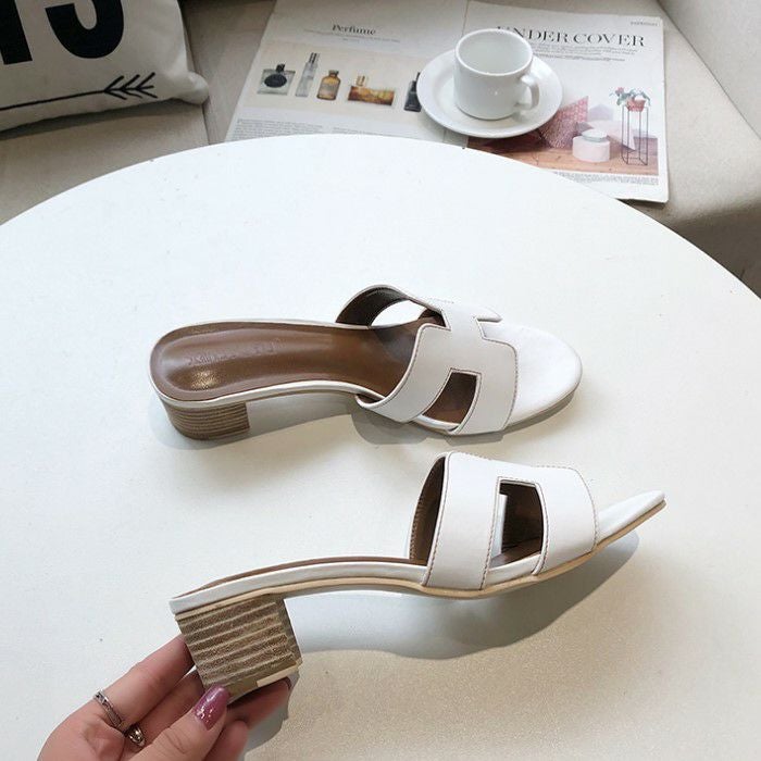 予約 3color Hデザイン サンダル ラウンドトゥ heel5cm | LiLiRena
