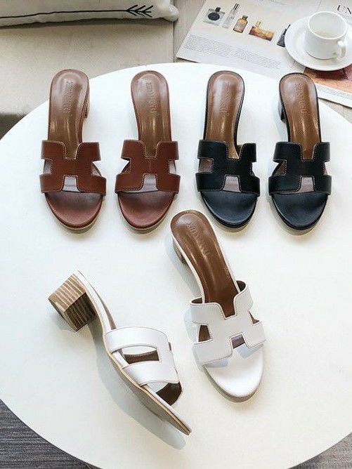 予約 3color Hデザイン サンダル ラウンドトゥ heel5cm | LiLiRena