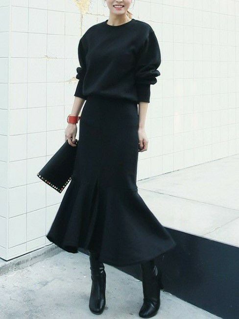 予約 2color セットアップ スウェット ＋ マーメイド ミディ丈