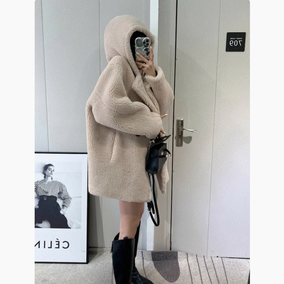 予約 4color テディ フード付き ショート コート | LiLiRena