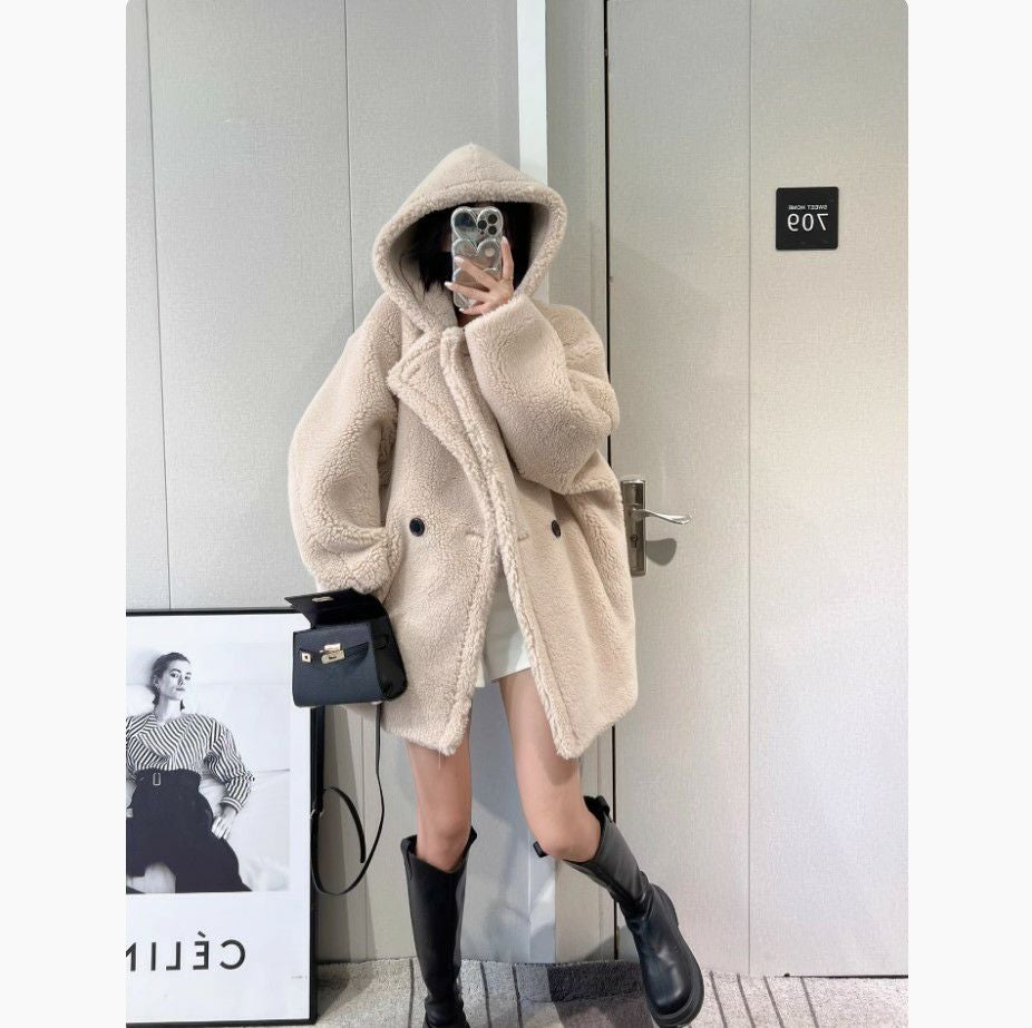 予約 4color ベアムートン フード付き ショート コート | LiLiRena