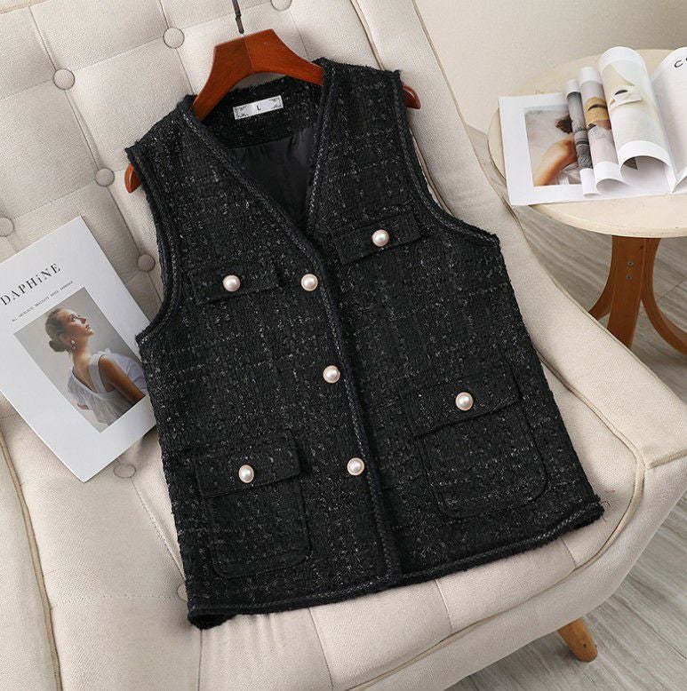 予約 パール ボタン ツイード ベスト | LiLiRena