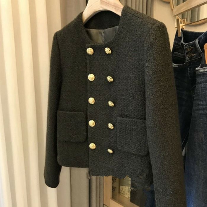 一部即納 3color ダブル ボタン ショート ツイード ジャケット | LiLiRena