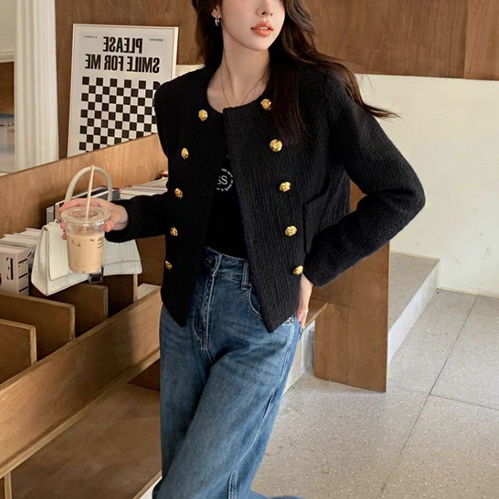 一部即納 3color ダブル ボタン ショート ツイード ジャケット | LiLiRena