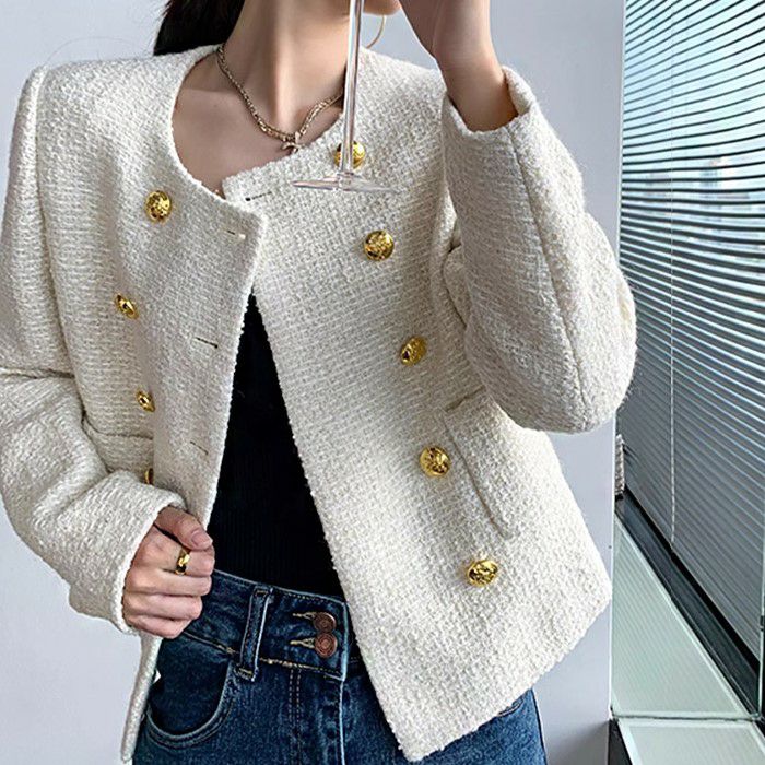 一部即納 3color ダブル ボタン ショート ツイード ジャケット | LiLiRena