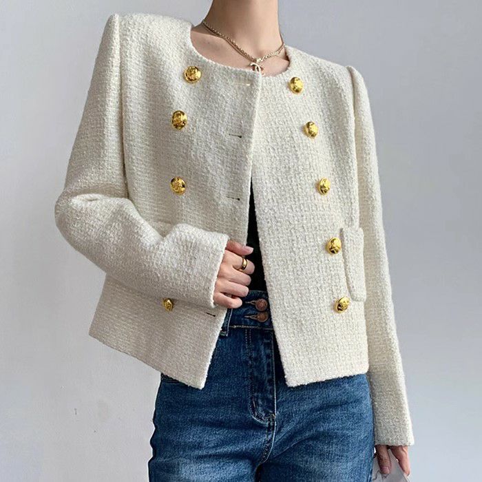 一部即納 3color ダブル ボタン ショート ツイード ジャケット | LiLiRena
