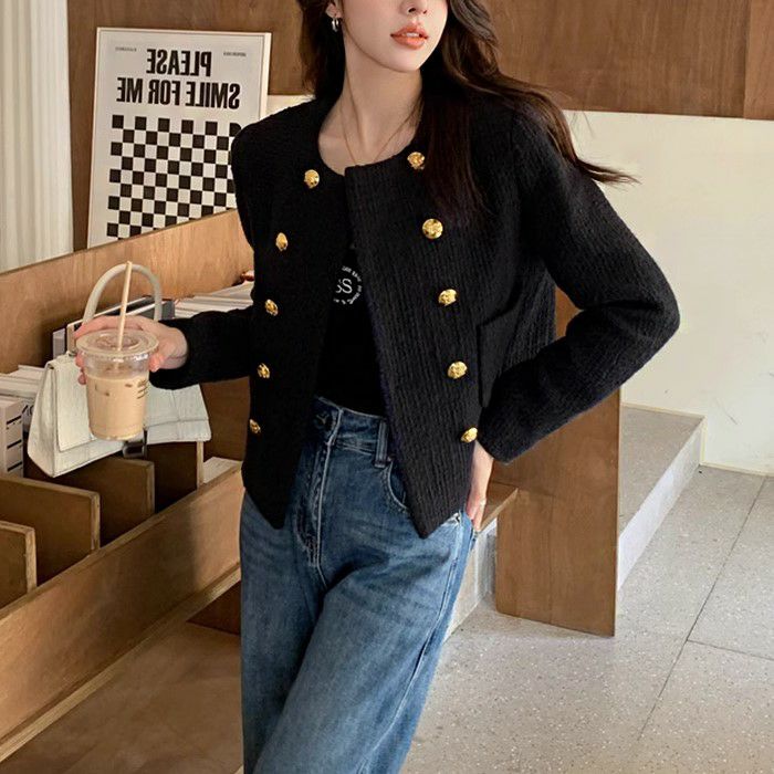 一部即納 3color ダブル ボタン ショート ツイード ジャケット | LiLiRena