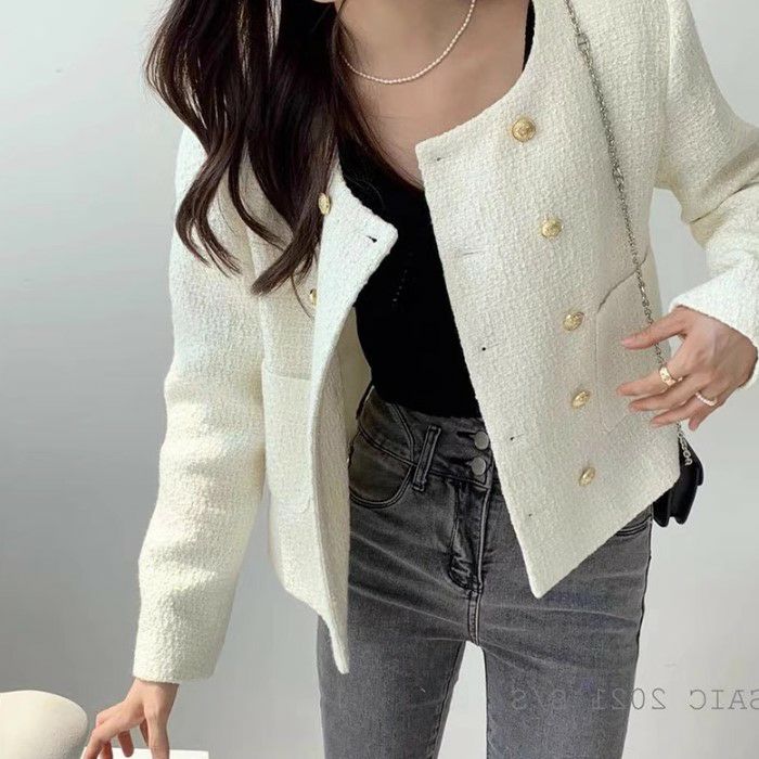 一部即納 3color ダブル ボタン ショート ツイード ジャケット | LiLiRena