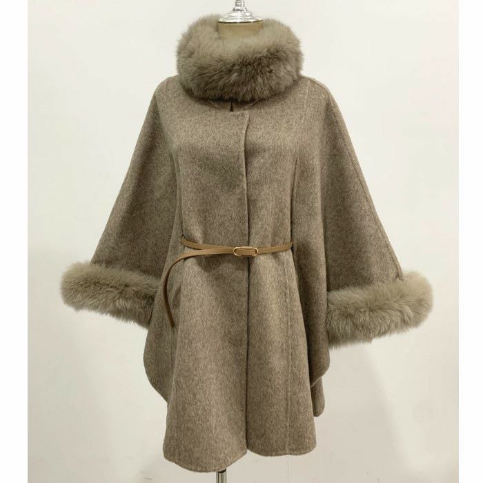 一部即納 3color ケープ フォックスファー ウールコート | LiLiRena