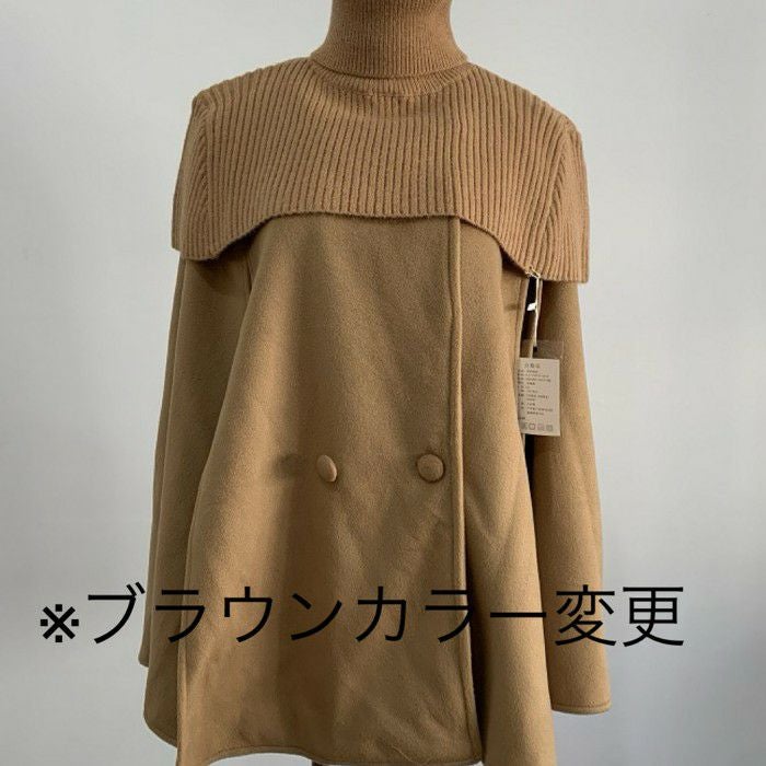 一部即納 2color ニット ケープ 付き スリット ポンチョ コート | LiLiRena