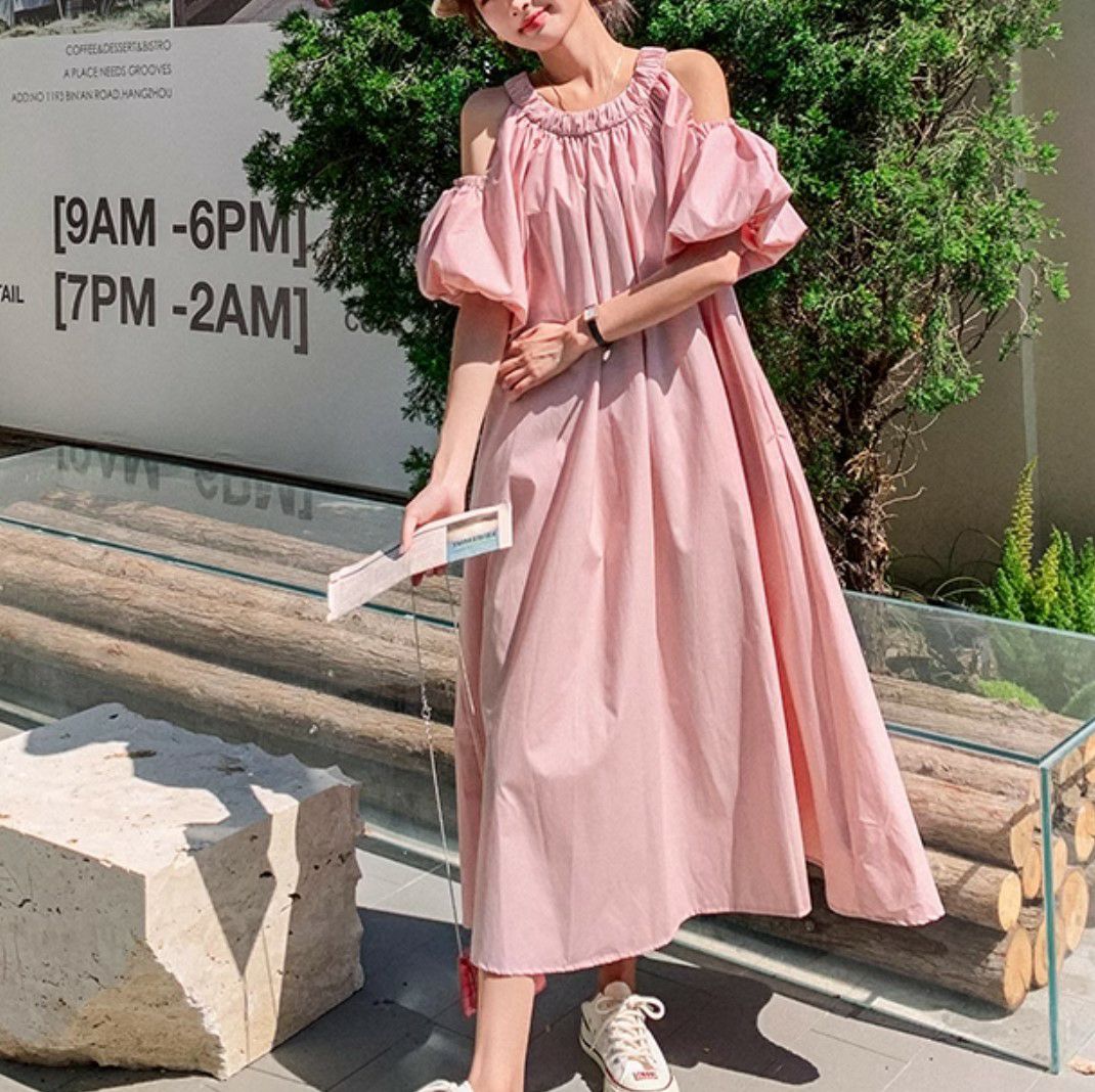 一部即納 2color オープンショルダー ロング ワンピース | LiLiRena