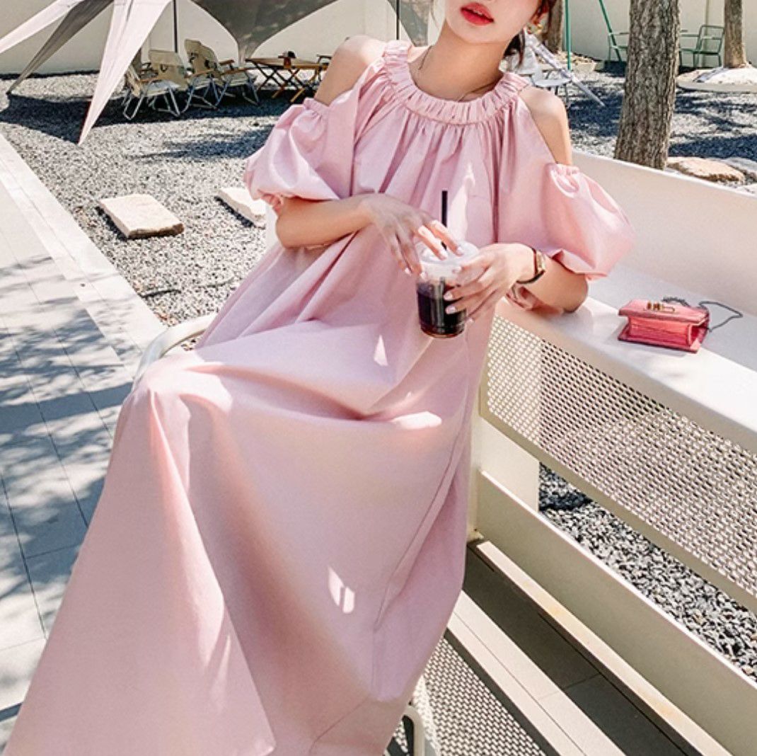 一部即納 2color オープンショルダー ロング ワンピース | LiLiRena