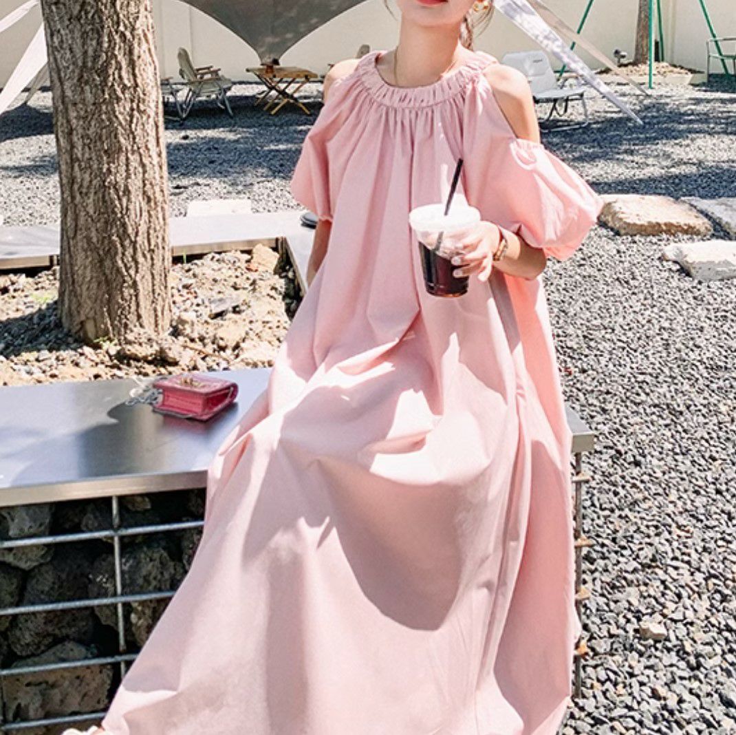一部即納 2color オープンショルダー ロング ワンピース | LiLiRena
