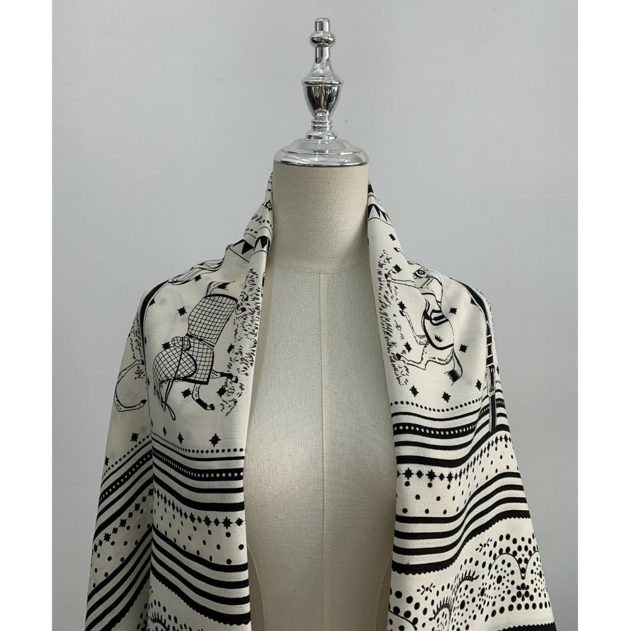 パールゴム付き 再販 White Black 即納 3color Cashmere Horse scarf