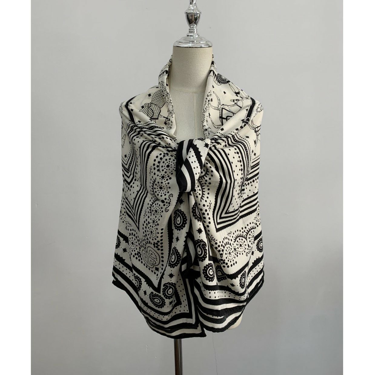 パールゴム付き 再販 White Black 即納 3color Cashmere Horse scarf