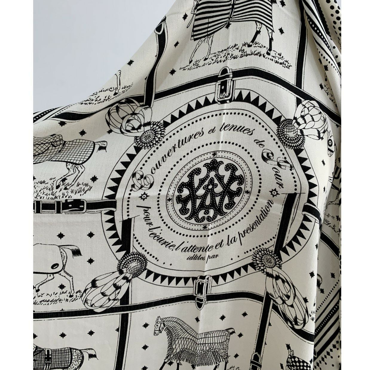 パールゴム付き 再販 White Black 即納 3color Cashmere Horse scarf