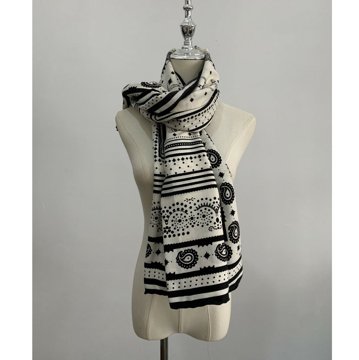 パールゴム付き 再販 White Black 即納 3color Cashmere Horse scarf