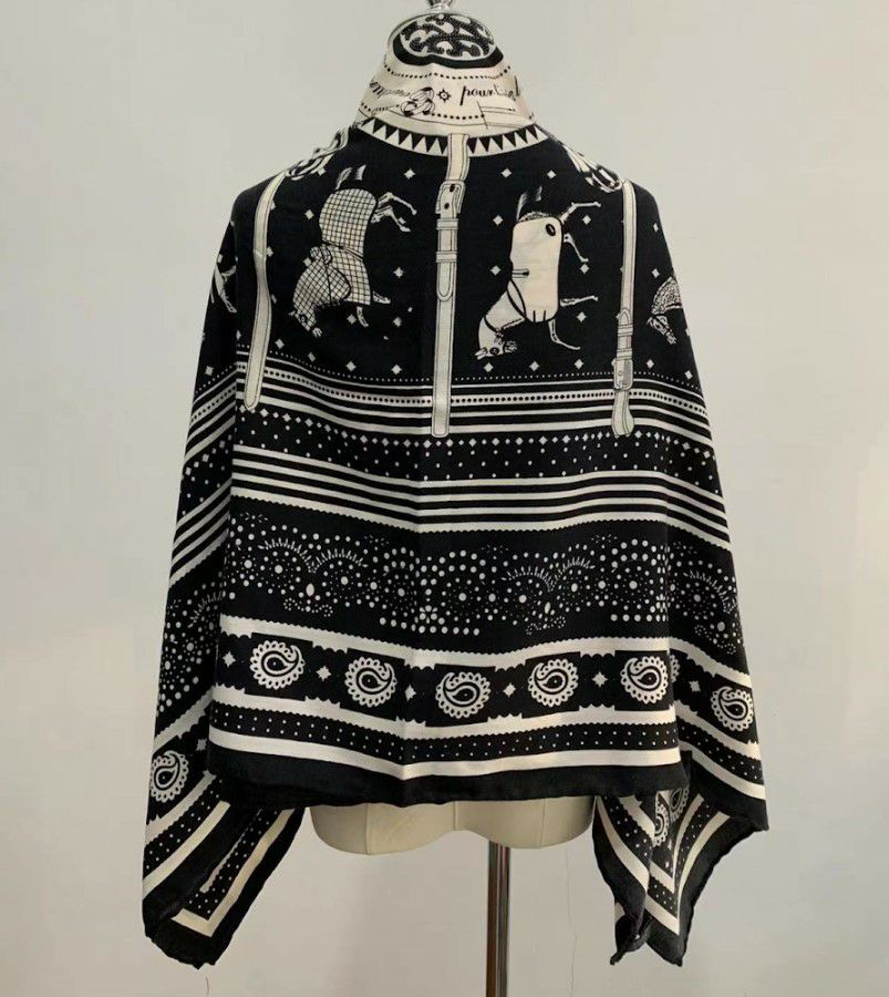 LiLiRena 大判スカーフCashmere Horse scarf ストール パールゴム付き 再販 White Black 即納 3color Cashmere Horse scarf