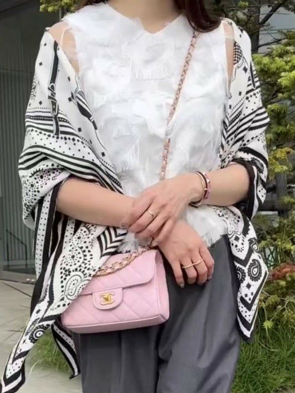 LiLiRena 大判スカーフCashmere Horse scarf ストール パールゴム付き 再販 White Black 即納 3color Cashmere Horse scarf