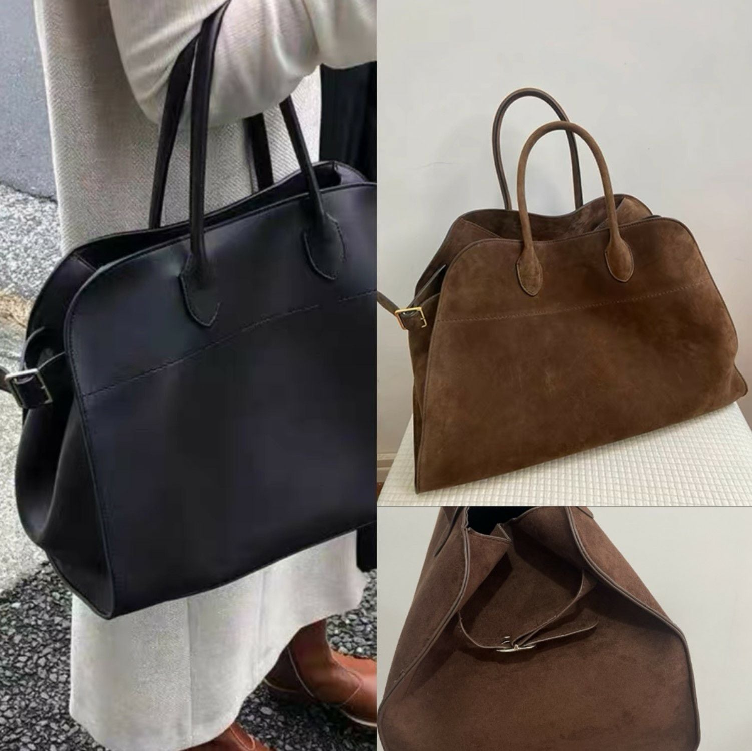 予約 2type PU Leather スエード ボストン バック | LiLiRena