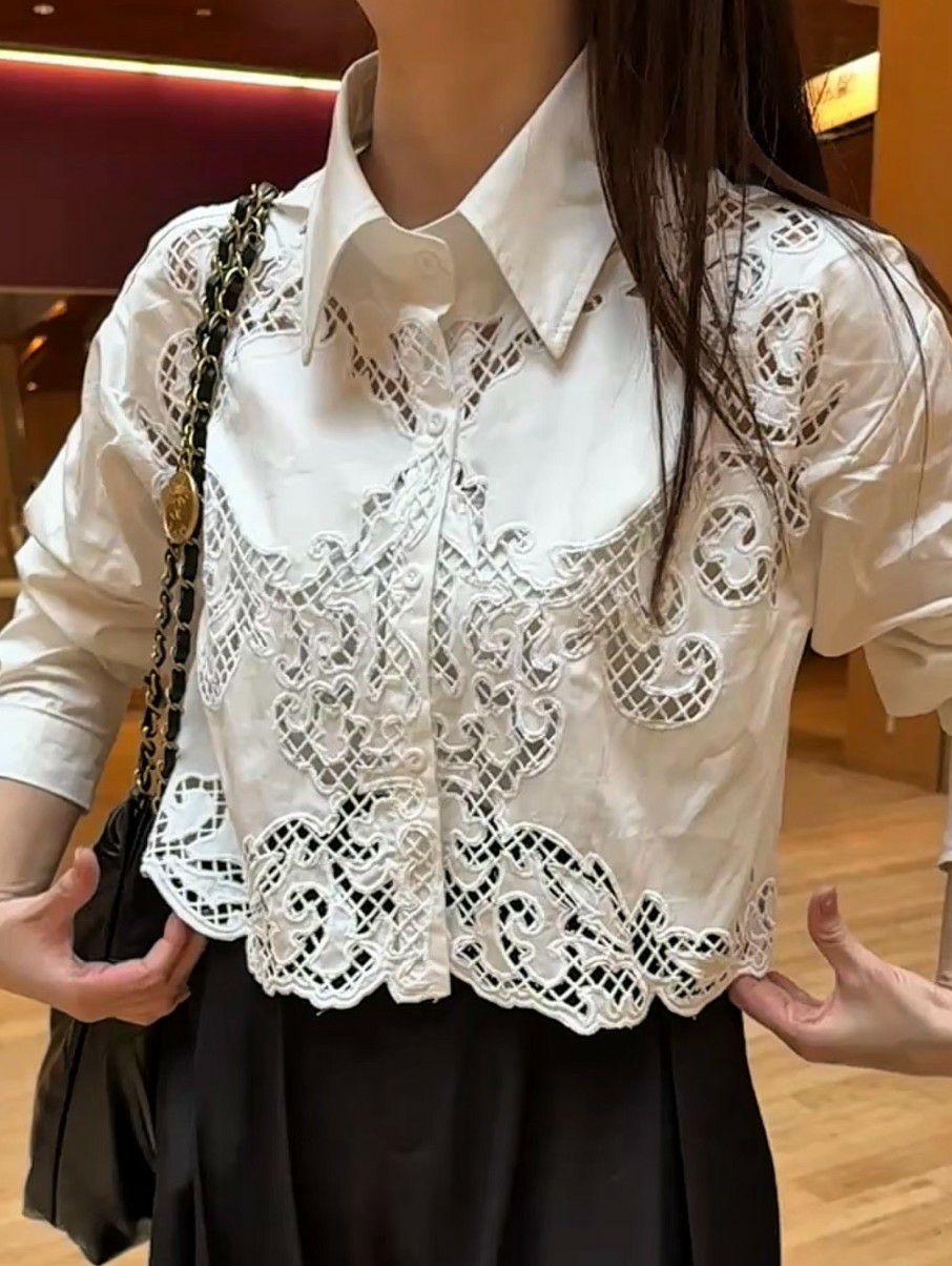 LiLiRena スカラップ カットワーク ノースリーブ シャツ シャツ・ブラウス | LiLiRena
