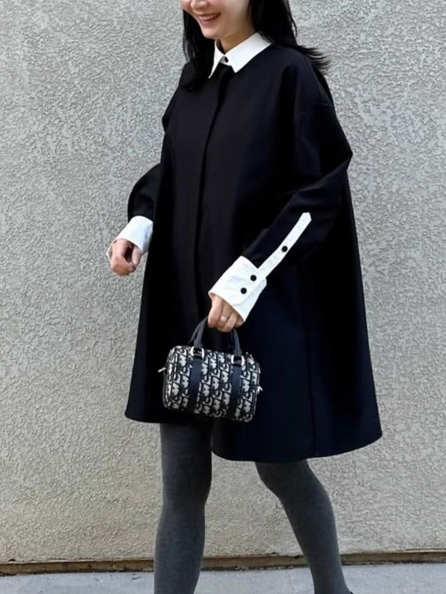 [新品タグ付き]HANAE MORI シャツワンピース シフォン生地 38 M 予約 2color バイカラー シフォンシャツ ワンピース | LiLiRena