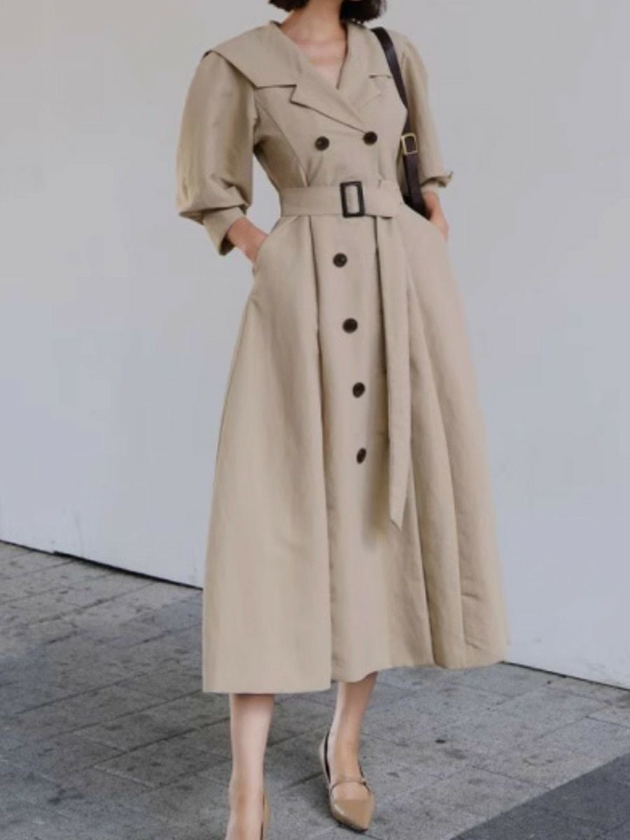 予約 2color セーラーカラー トレンチコート ワンピース | LiLiRena