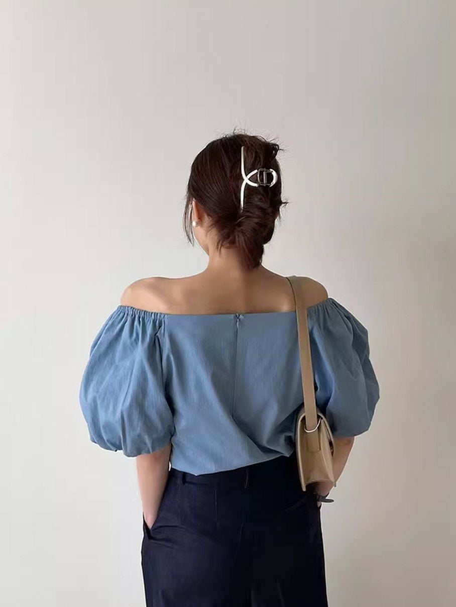 予約 2color ハートシェイプ オフショルダー トップス | LiLiRena