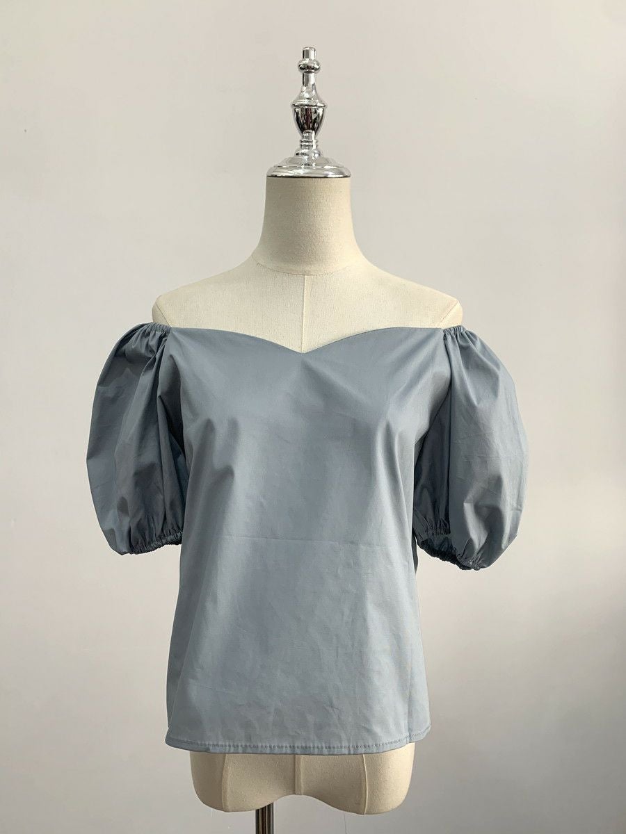 予約 2color ハートシェイプ オフショルダー トップス | LiLiRena