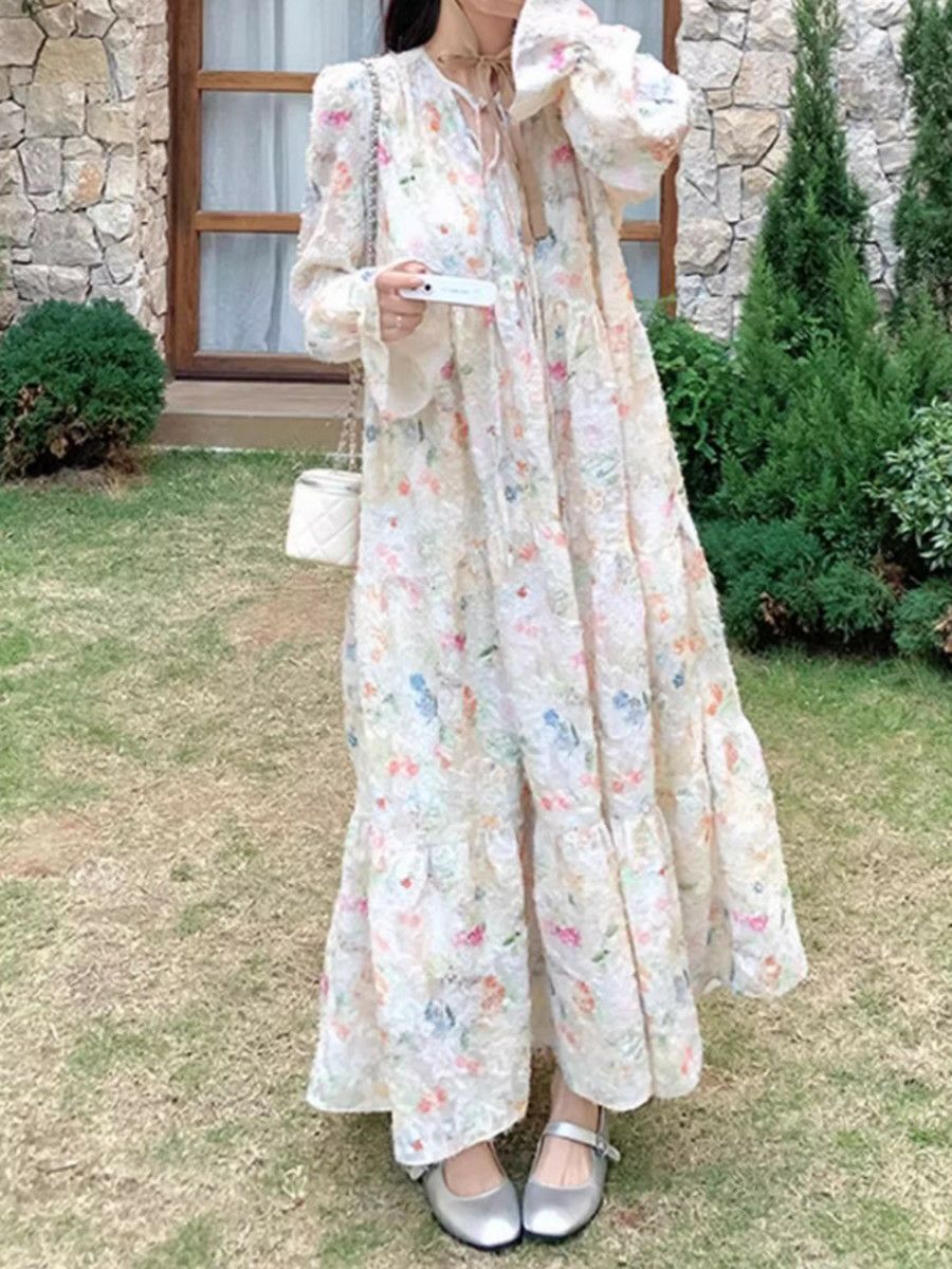 予約 Flower フェザー ベルスリーブ ワンピース | LiLiRena