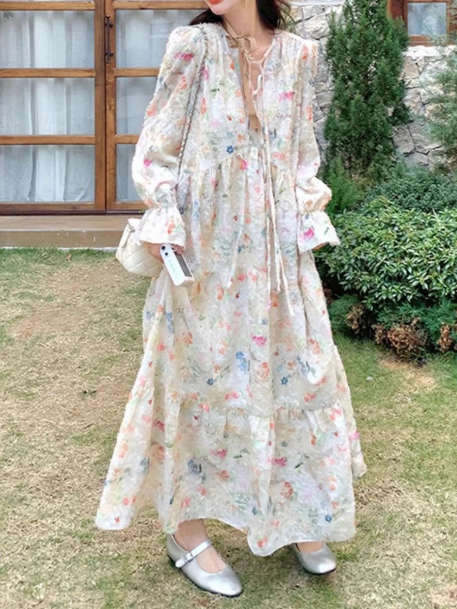 予約 Flower フェザー ベルスリーブ ワンピース | LiLiRena