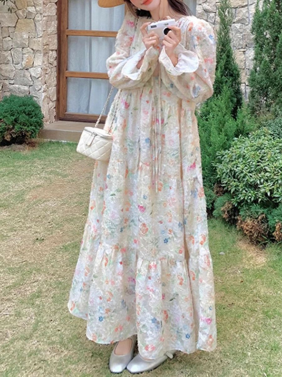 予約 Flower フェザー ベルスリーブ ワンピース | LiLiRena