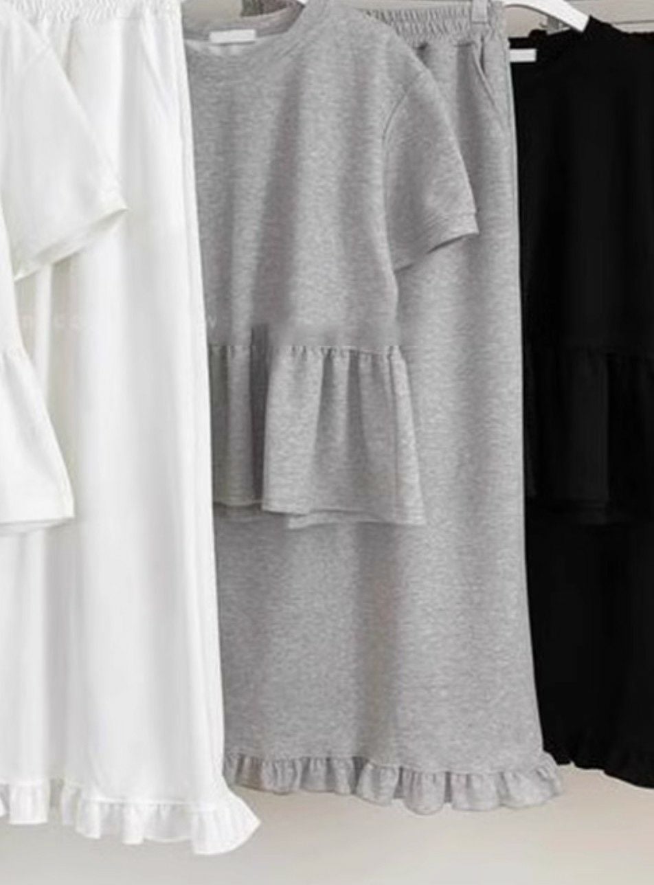 1451 希少✨ Y-3 ワイスリー 裾フリルデザインスウェット ロング丈 S 予約 3color セットアップ フリル スウェット ＋ ロング スカート