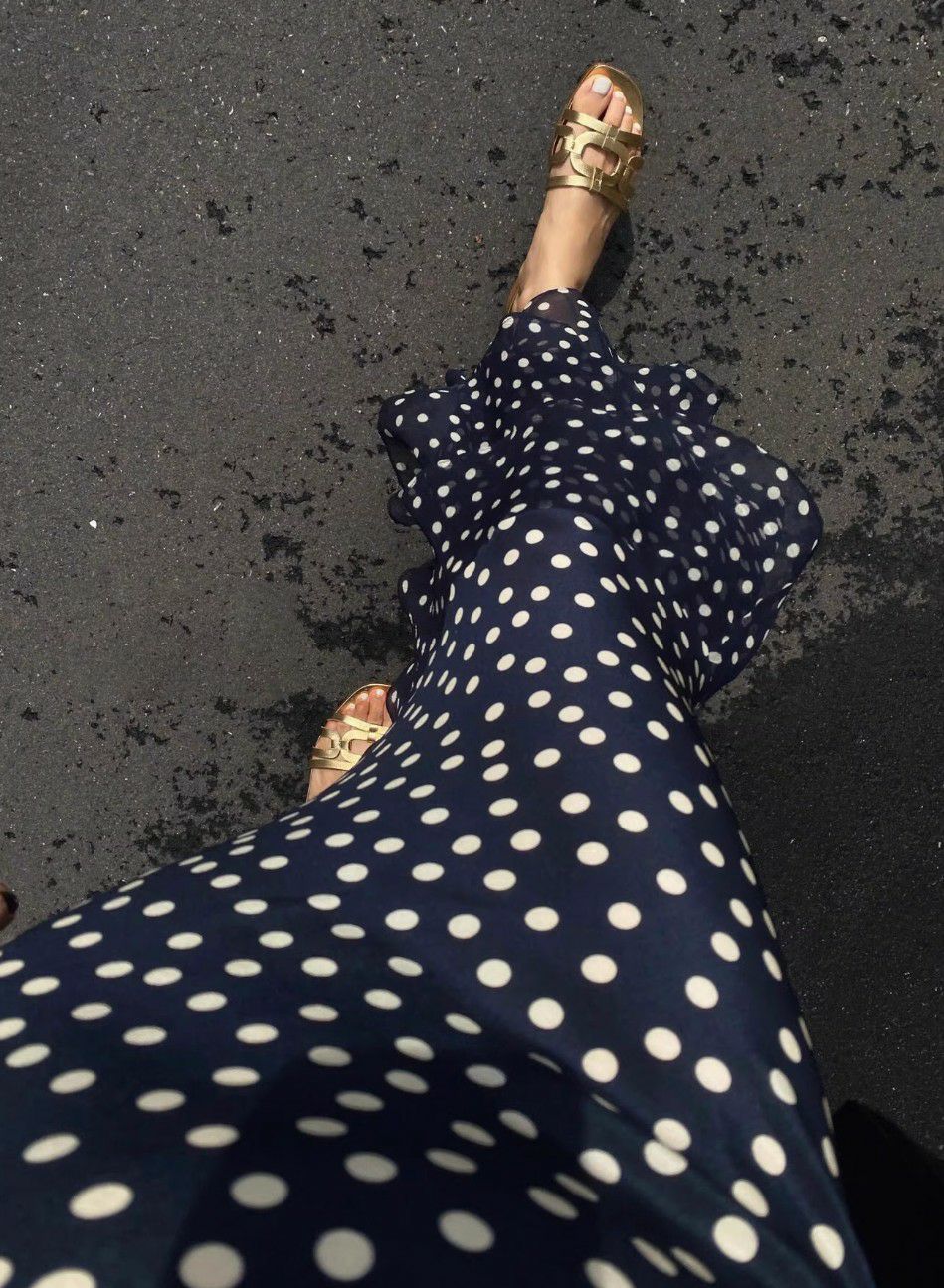 予約 Dot chiffon long one-piece | LiLiRena