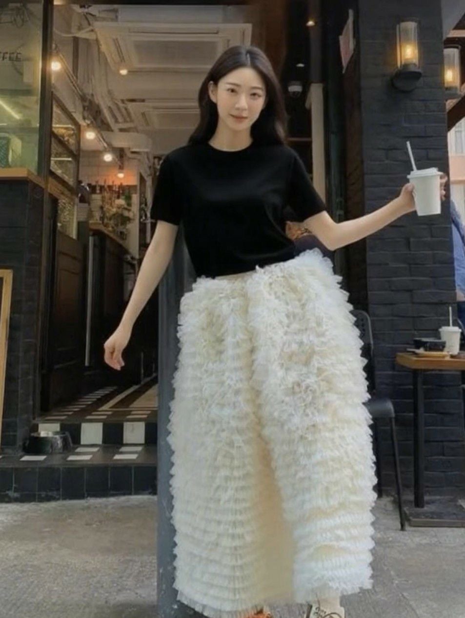 予約 2color Volume tulle cocoon skirt long | LiLiRena