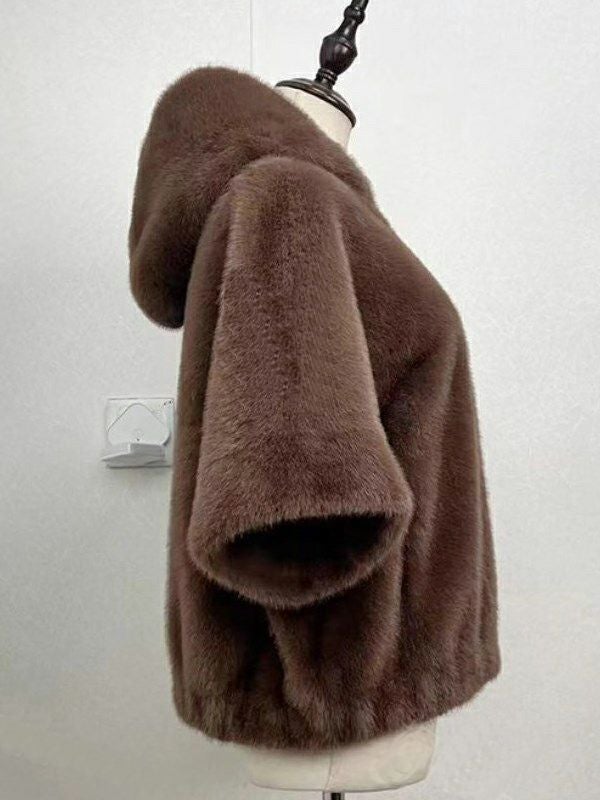 一部即納 4color ミンクライク エコファー フーディコート | LiLiRena