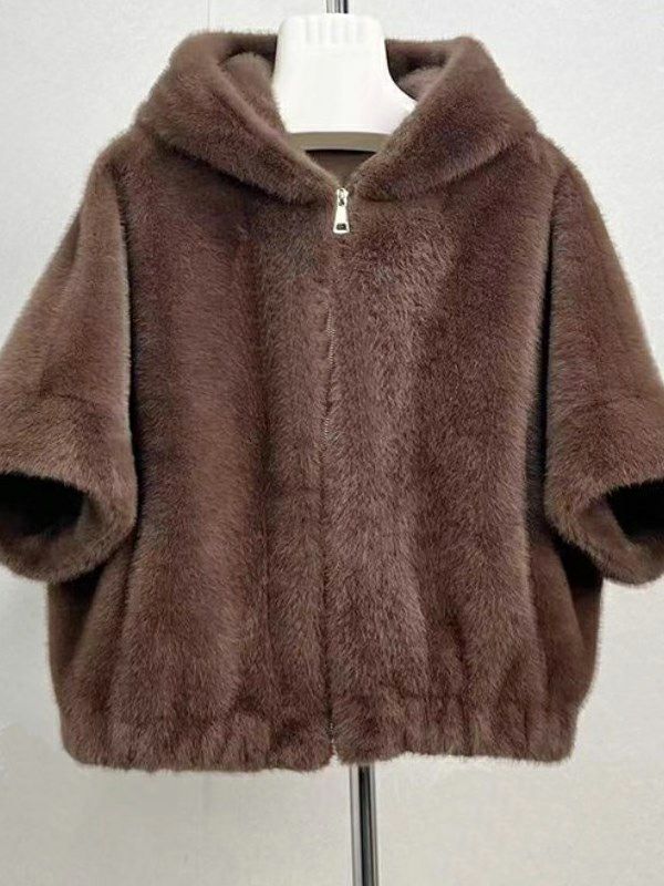 一部即納 4color ミンクライク エコファー フーディコート | LiLiRena