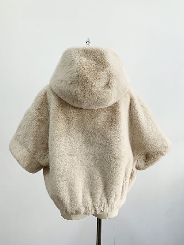 一部即納 4color ミンクライク エコファー フーディコート | LiLiRena