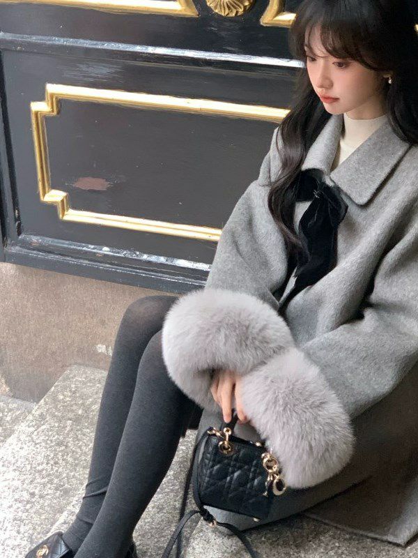 予約 3color テディコート ショート丈 black gray white | LiLiRena