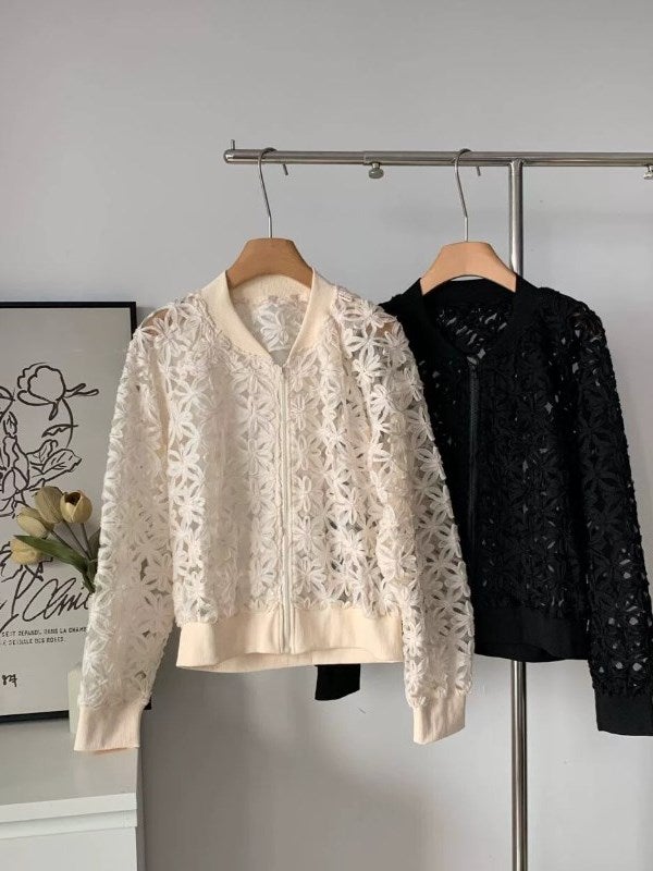 予約 2color フラワー刺繍 シアー ジャケット | LiLiRena