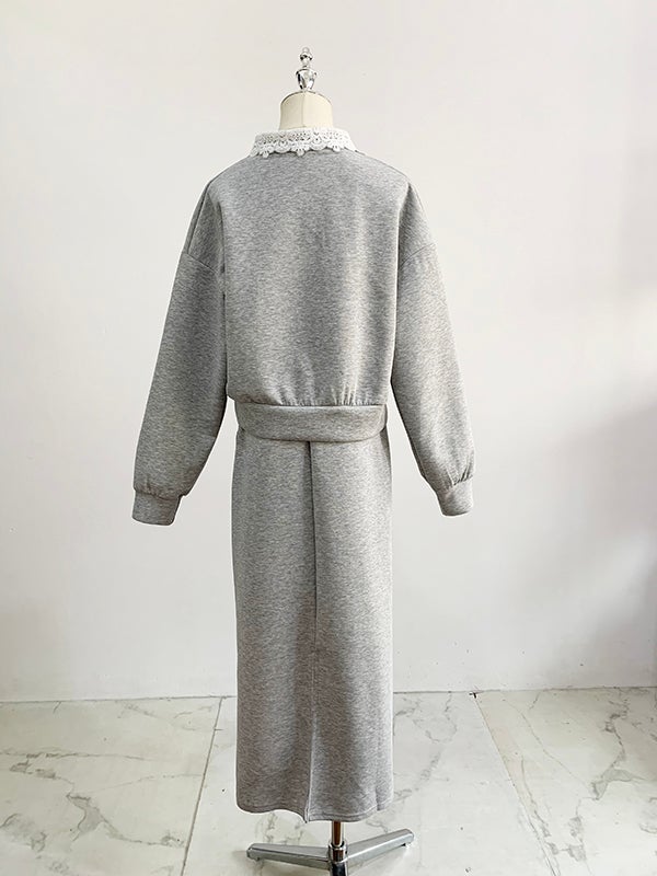 ドレスコーズ † ロゴスウェット グレー XL 予約 2color レースカラースウェットセットアップ（トップス＋ロング