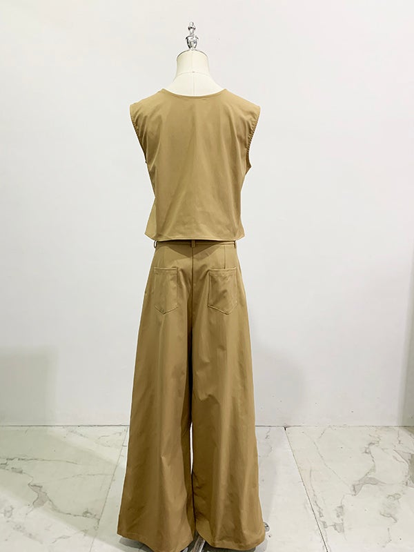 予約 2color ノースリーブトップス×ワイドパンツ セットアップ | LiLiRena
