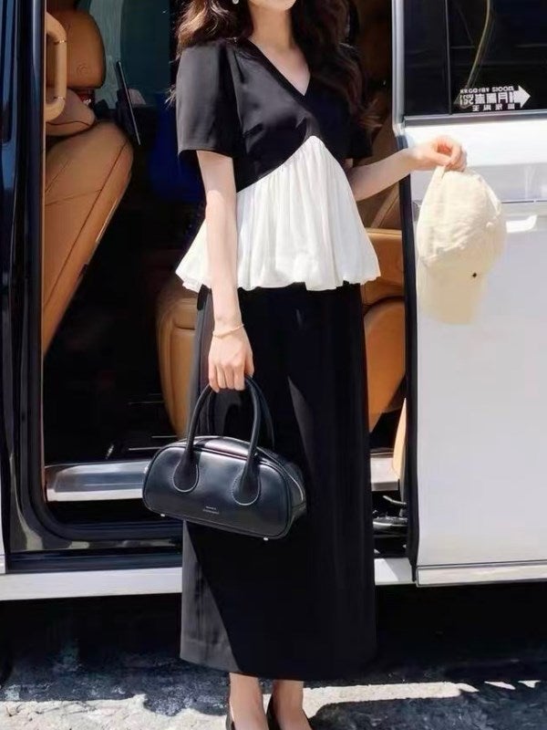 予約 異素材ドッキング バルーンヘム ペプラムトップス | LiLiRena